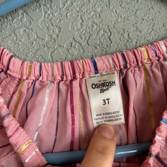 Oshkosh 3t Girls Summer Romper Outfit Pink Striped - Picture 7 of 8